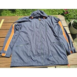 Wilson Jacket Size Large Grey And Orange Zip Up Hooded Windbreaker With Pockets